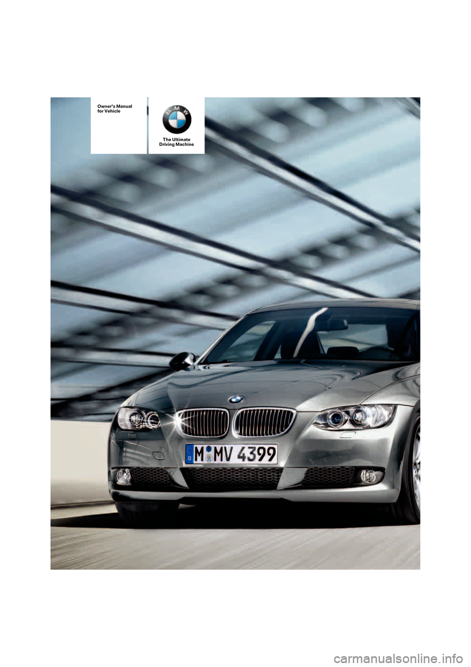 BMW 335I CONVERTIBLE 2008 E93 Owners Manual 