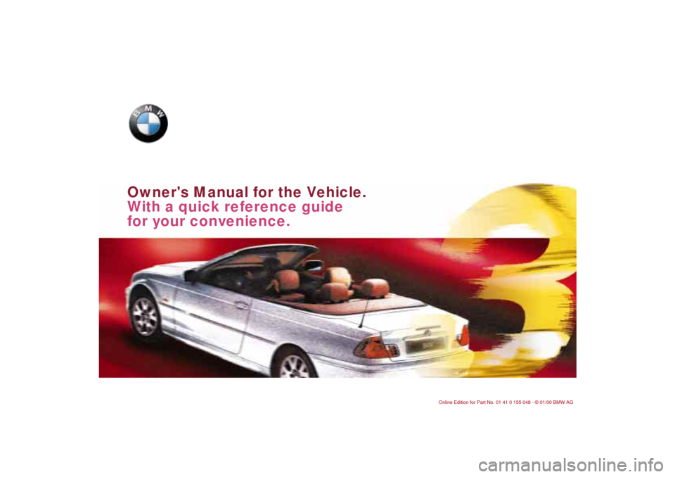 BMW 328Ci CONVERTIBLE 2000 E46 Owners Manual 