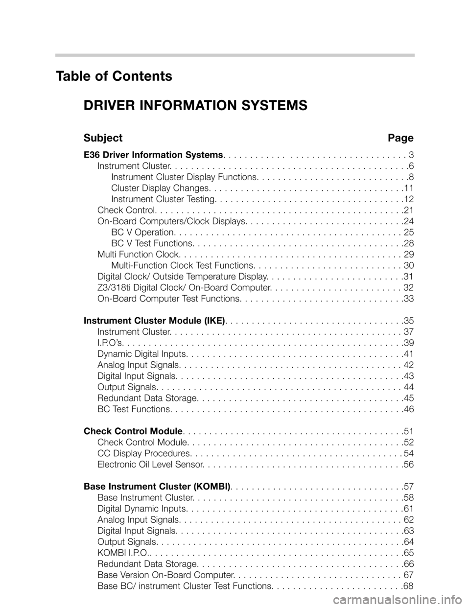 BMW Z3 CONVERTIBLE 2001 E36 Driver Information Systems Manual 	


	
	

	