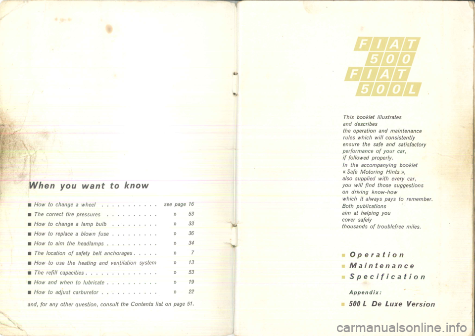 FIAT 500 1960 1.G Instruction Manual 