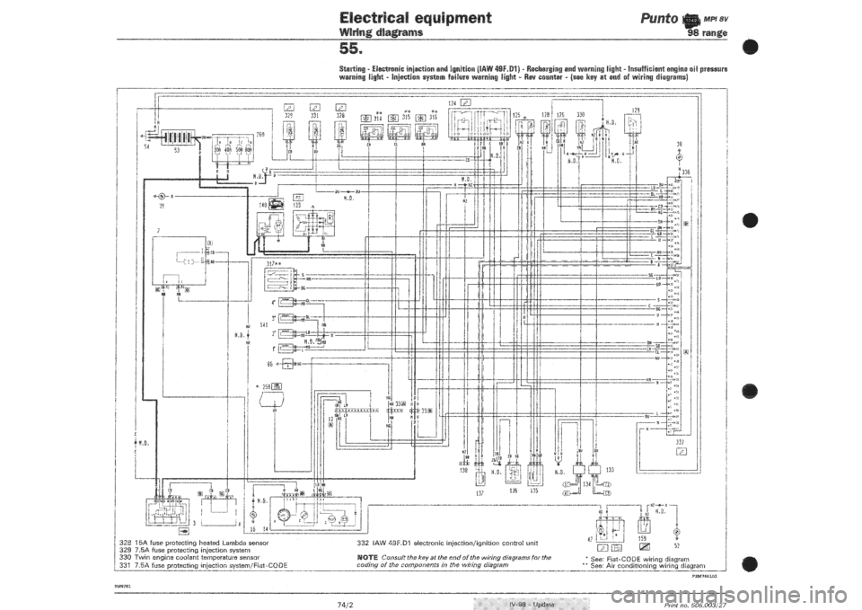 FIAT PUNTO 1998 176 / 1.G Wiring Diagrams Workshop Manual 