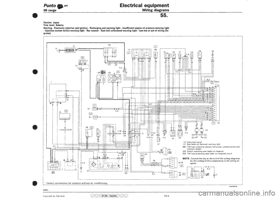FIAT PUNTO 1998 176 / 1.G Wiring Diagrams Workshop Manual 