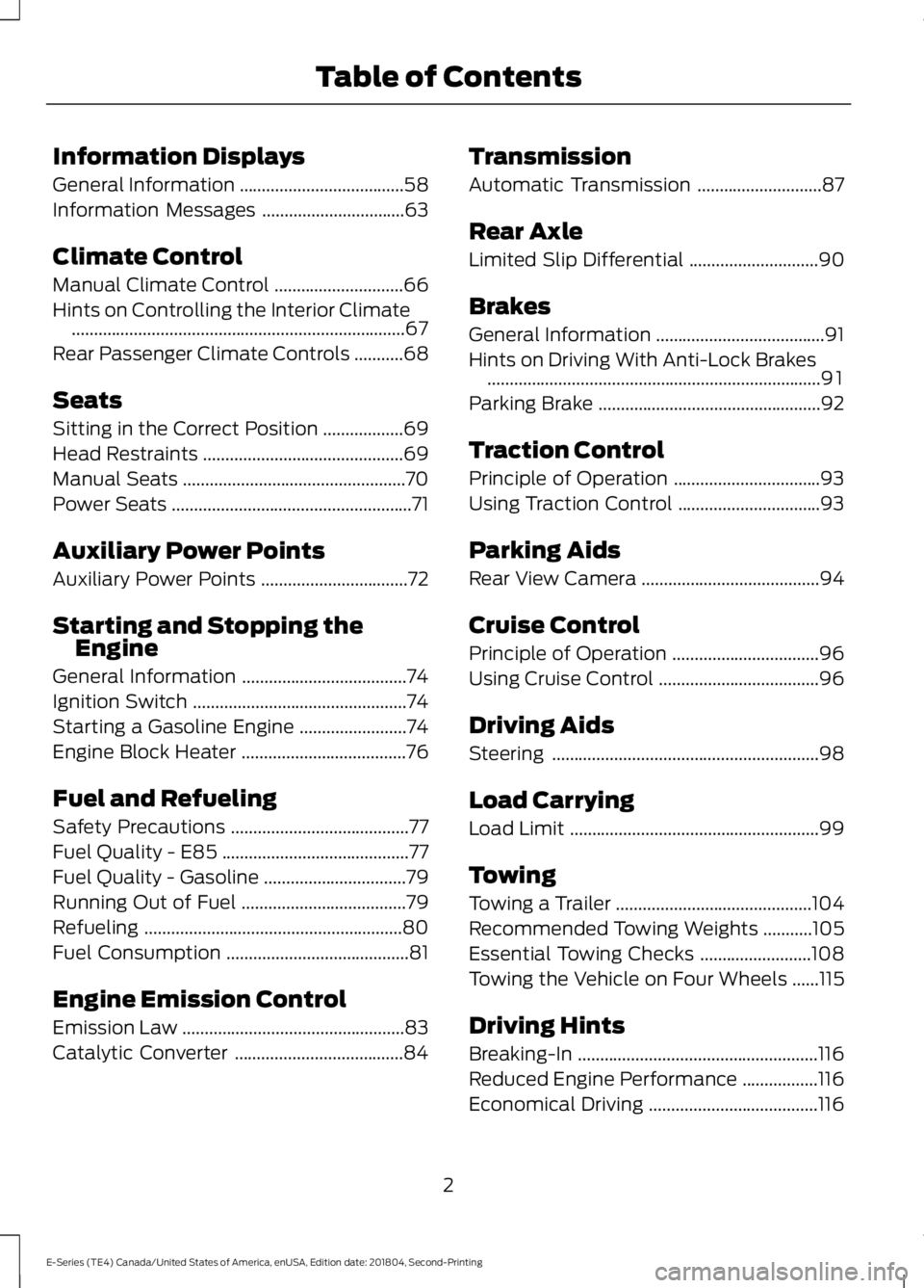 FORD E-350 2019  Owners Manual Information Displays
General Information
.....................................58
Information Messages ................................
63
Climate Control
Manual Climate Control .......................