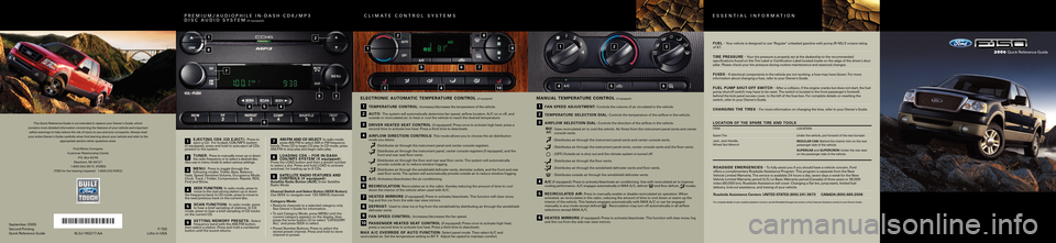 FORD F150 2006 11.G Quick Reference Guide This Quick Reference Guide is not intended to replace your Owner’s Guide, which 
contains more detailed information concerning the features of your vehicle and important
safety warnings to help redu