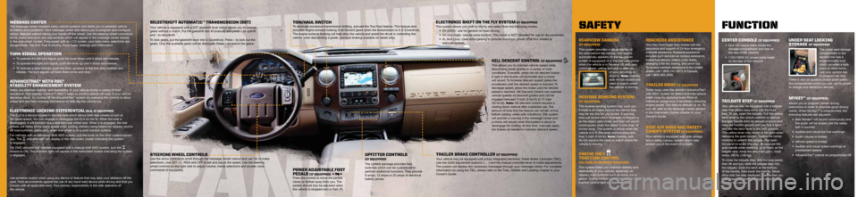 FORD SUPER DUTY 2011 3.G Quick Reference Guide rearView camera  
(iF equipped) 
This system provides a visual display of 
the area behind the vehicle. The display 
automatically appears on the navigation 
screen (if equipped) or in the rear view m