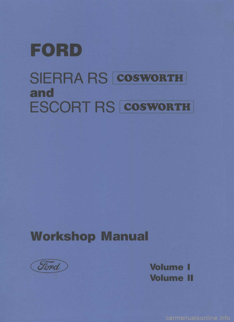 FORD ESCORT RS COSWORTH 1993 1.G Workshop Manual 