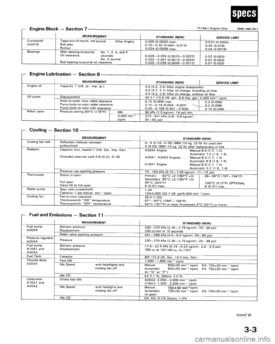 HONDA ACCORD 1986 CA / 3.G Owners Manual 