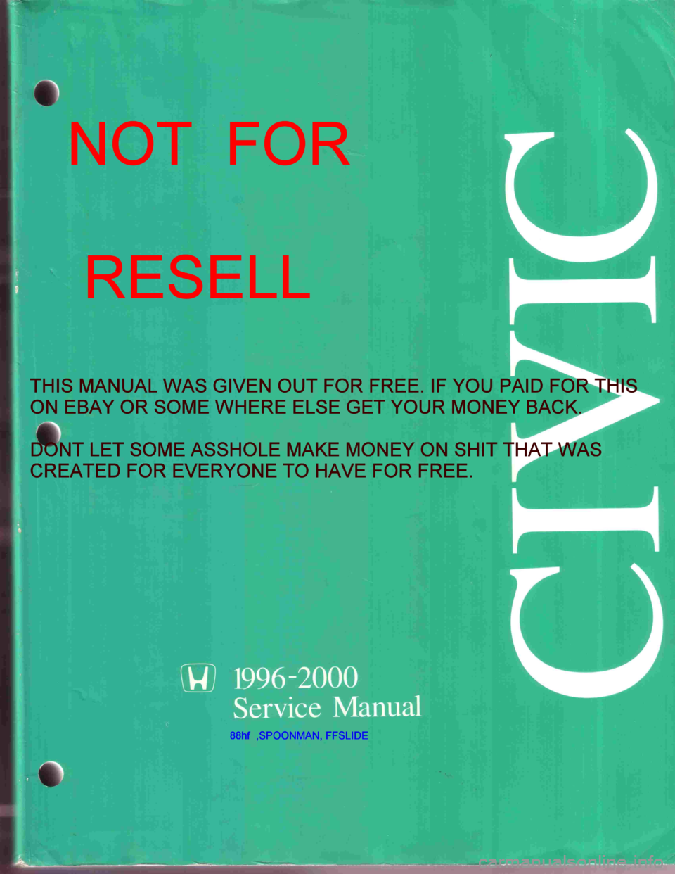 HONDA CIVIC 1997 6.G Workshop Manual 