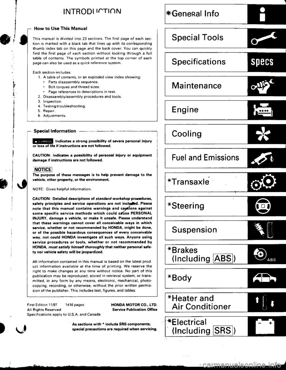 HONDA INTEGRA 1998 4.G Workshop Manual 