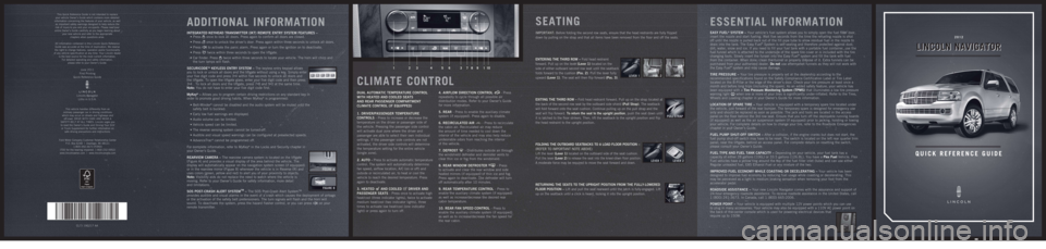LINCOLN NAVIGATOR 2012  Quick Reference Guide 