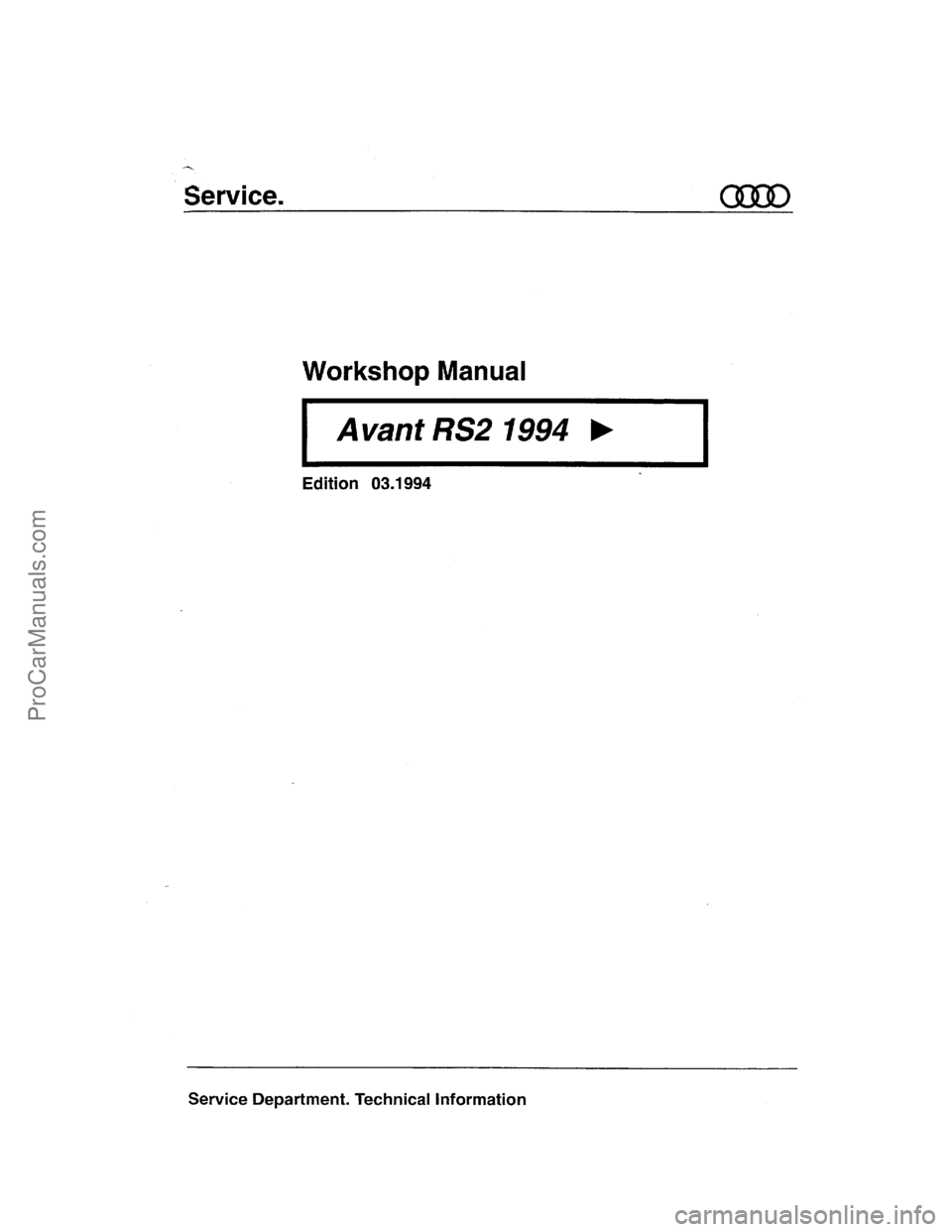 VOLKSWAGEN AVANT 1994  Workshop Manual ProCarManuals.com  