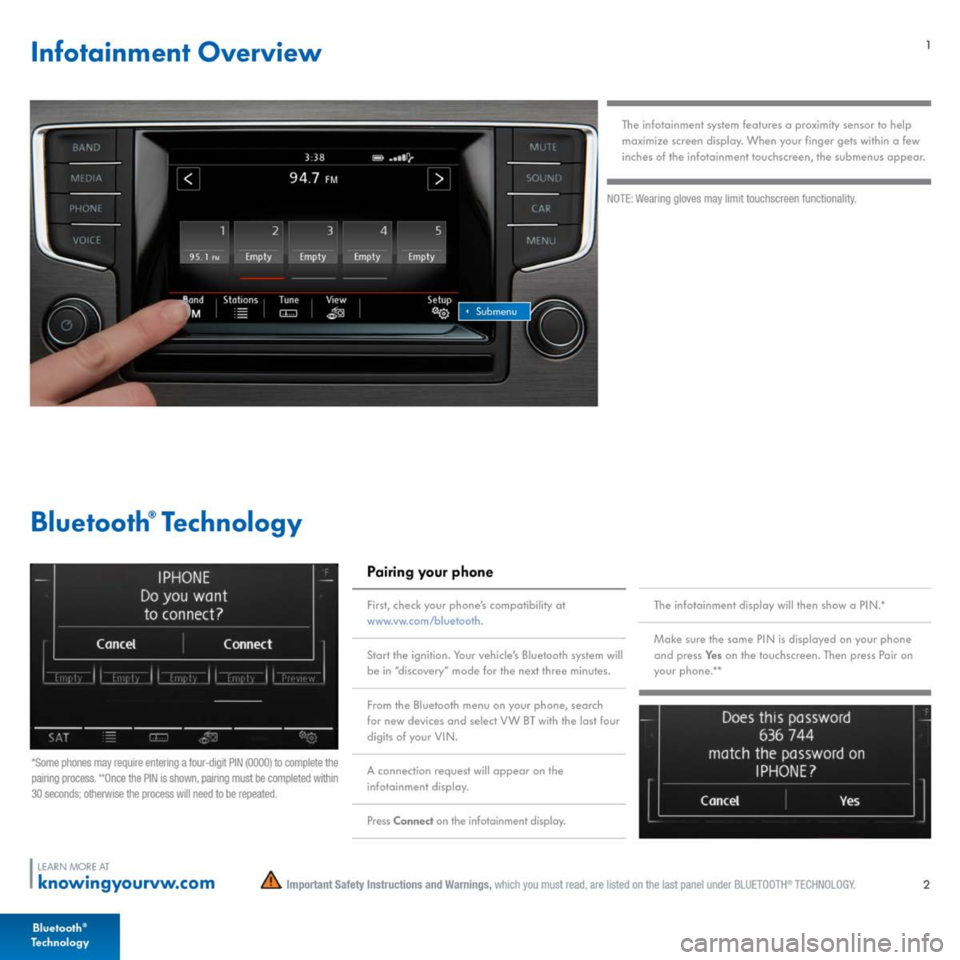 VOLKSWAGEN GOLF 2015 5G / 7.G Quick Start Guide 