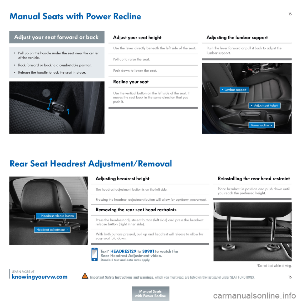 VOLKSWAGEN GOLF SPORTWAGEN 2015 5G / 7.G Quick Start Guide 