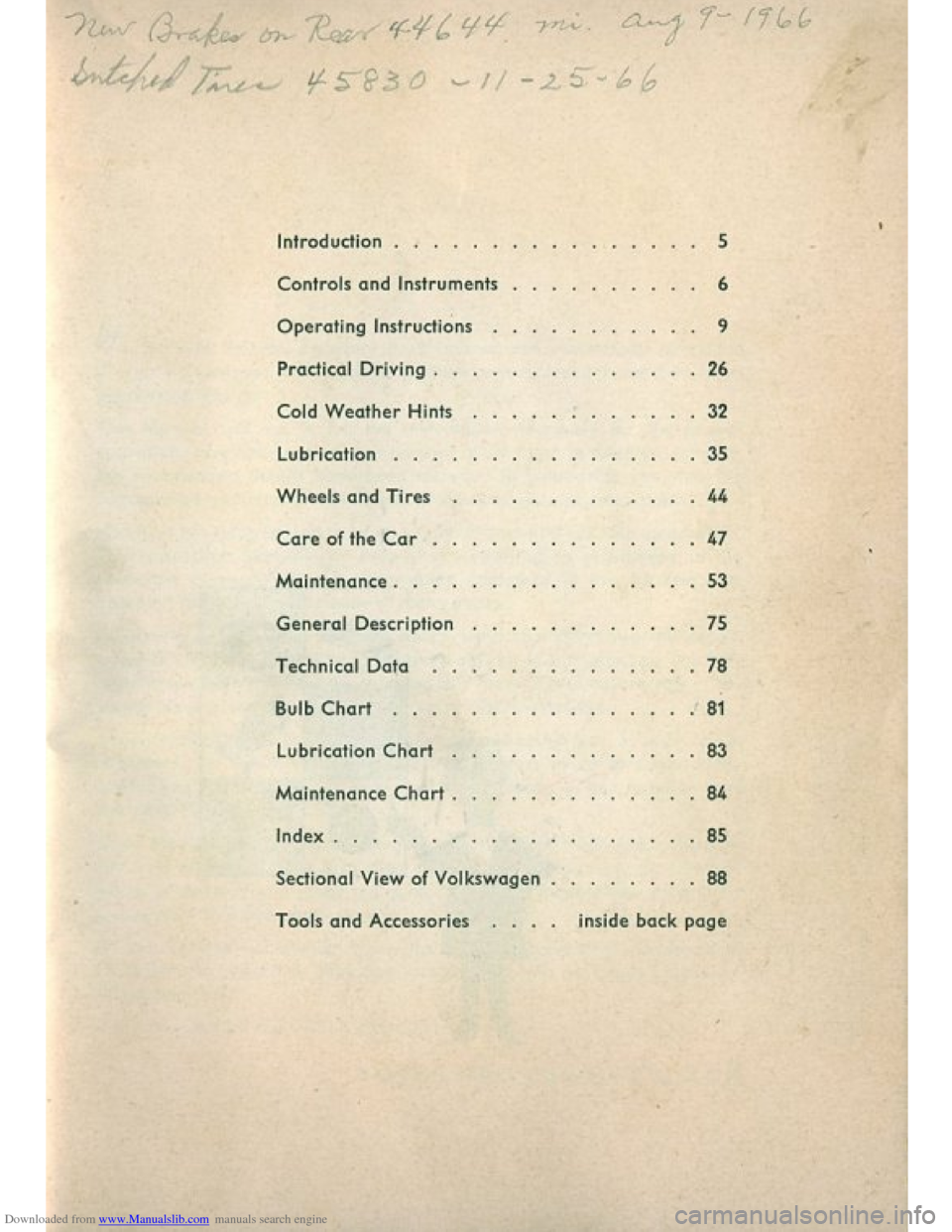 VOLKSWAGEN BEETLE 1960 1.G Owners Manual Downloaded from www.Manualslib.com manuals search engine   