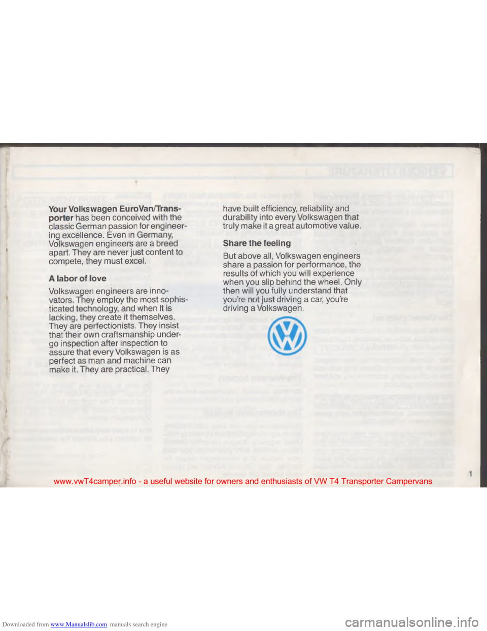 VOLKSWAGEN TRANSPORTER 1993 T4 / 4.G Owners Manual Downloaded from www.Manualslib.com manuals search engine G
\007
"

\013
 B
\002
\017
\004
\002
\002
\004
\024
\025
\026 \033
\007 \007 \036\001 \f\001
\016
\036 \001 \003
\022
!
,
\021 \036\001\005\00