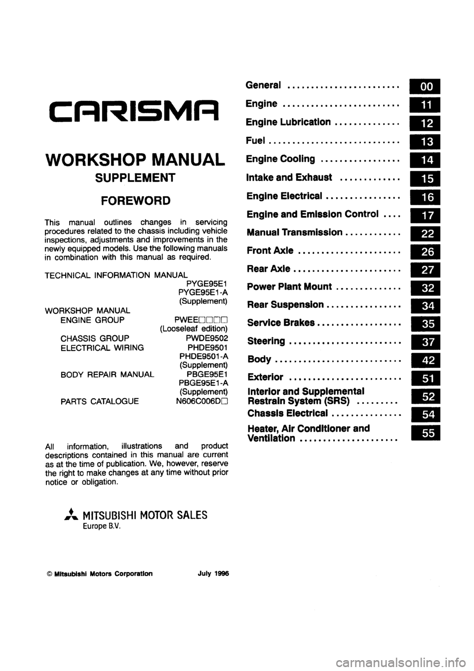 MITSUBISHI CARISMA 1997  Workshop Manual 