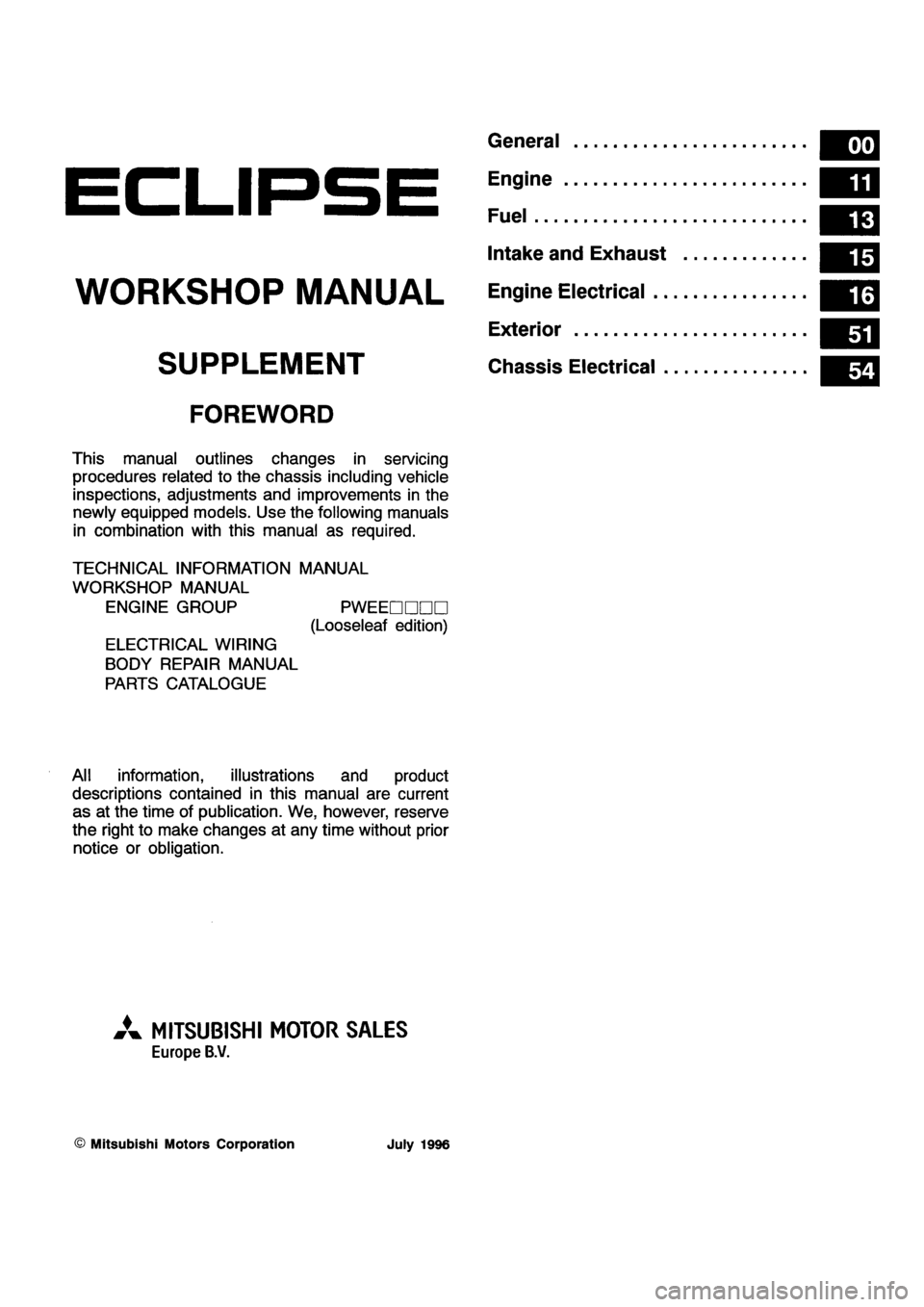 MITSUBISHI ECLIPSE 1997  Workshop Manual 