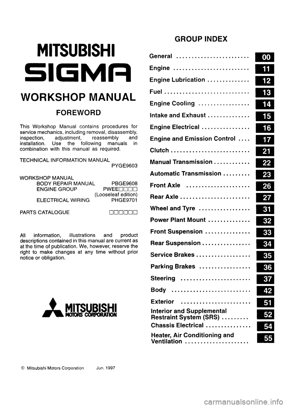 MITSUBISHI SIGMA 1997  Workshop  Service Repair Manual 