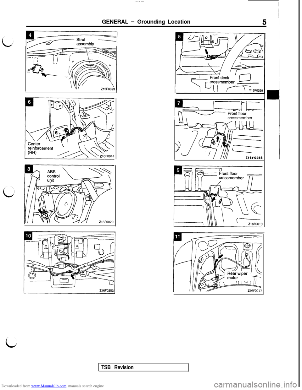 MITSUBISHI 3000GT 1996 2.G Workshop Manual Downloaded from www.Manualslib.com manuals search engine ..__-
GENERAL - Grounding Location
I\\ 1crossmember216FO258
c
TSB Revision  