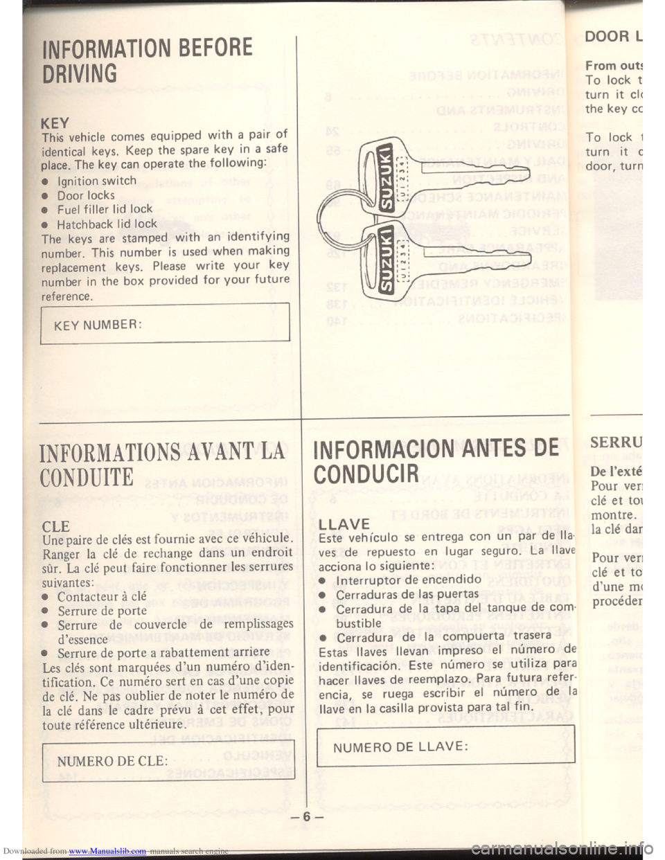SUZUKI ALTO 1985 2.G Owners Manual Downloaded from www.Manualslib.com manuals search engine   