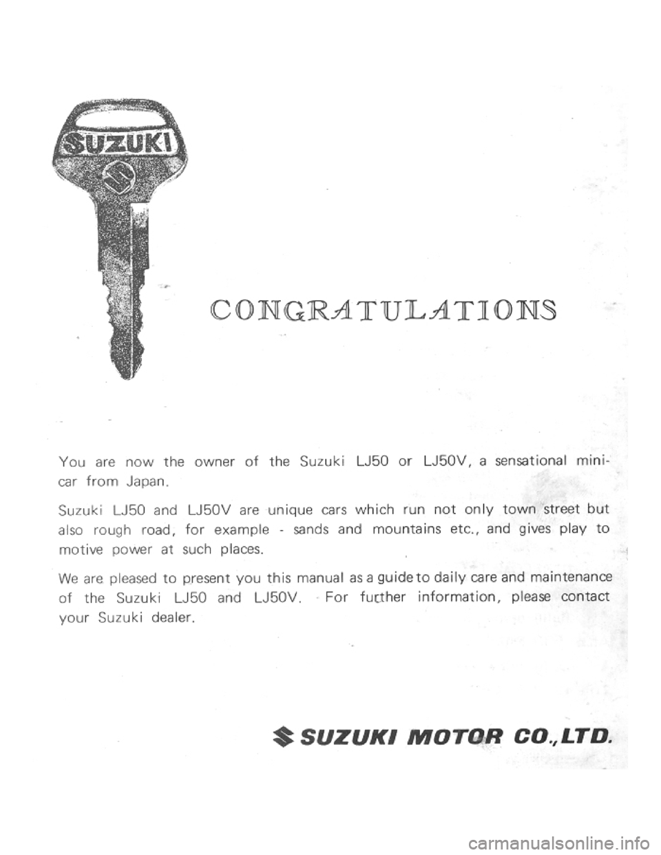 SUZUKI LJ50 1975 1.G Owners Manual 