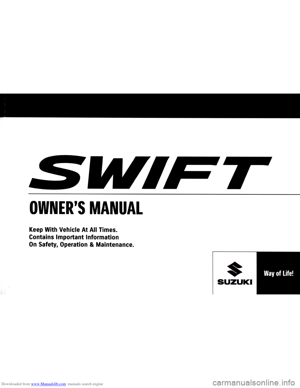 SUZUKI SWIFT 2005 2.G Owners Manual 