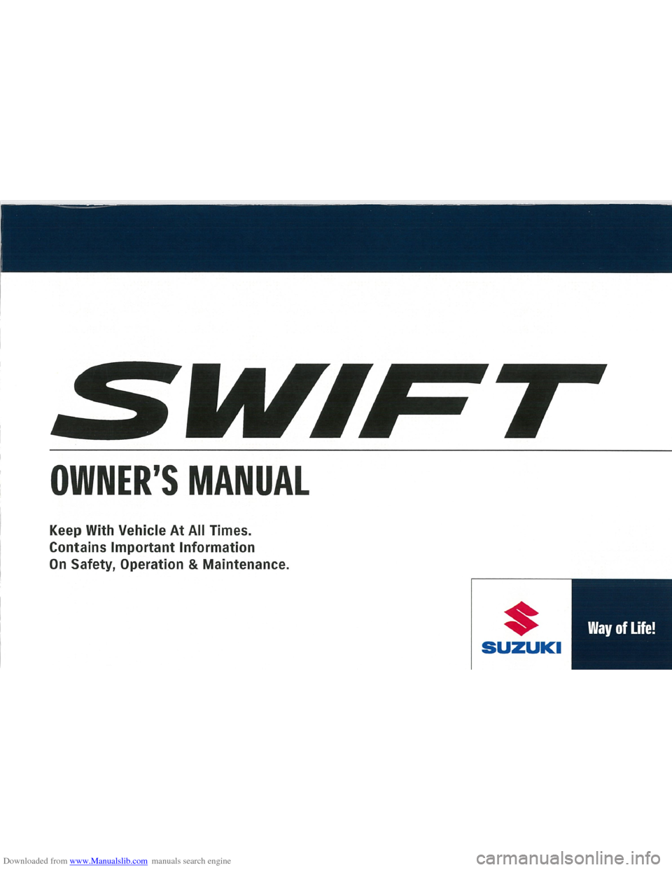 SUZUKI SWIFT 2009 2.G Owners Manual 