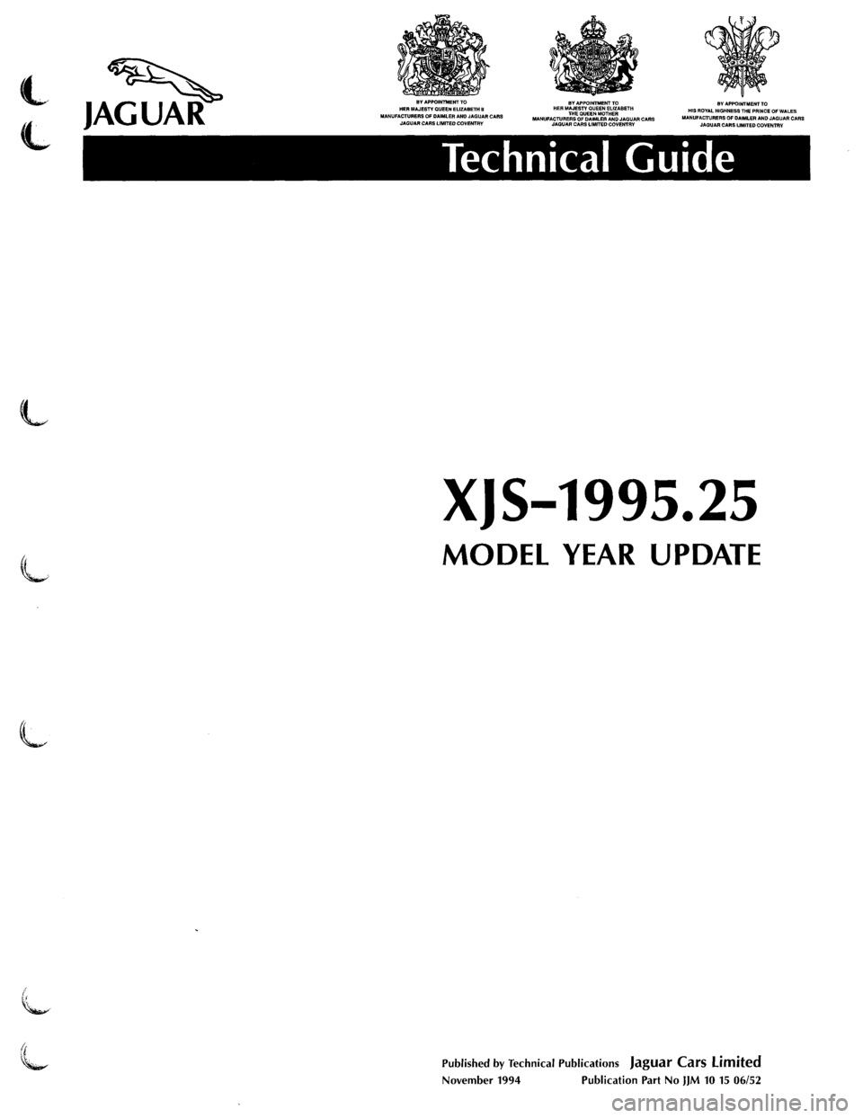 JAGUAR XJS 1995 2.G Update Manual 