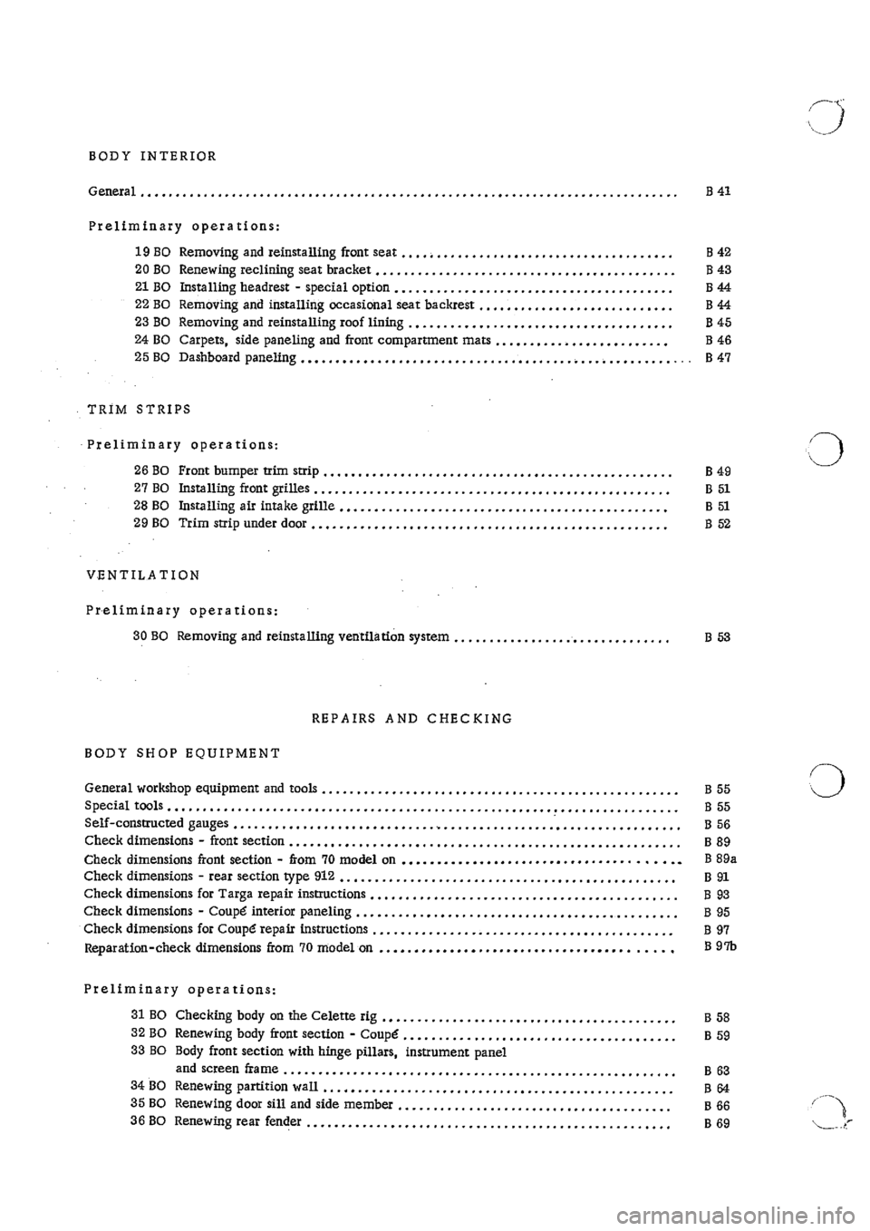 PORSCHE 911 1967 1.G Body Parts 2 Workshop Manual 