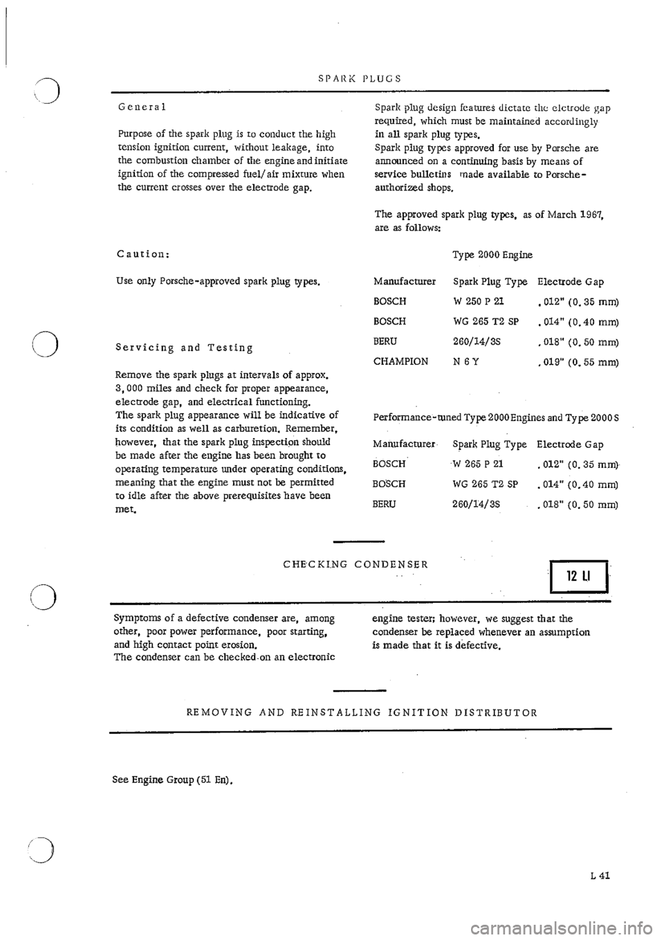 PORSCHE 911 1966 1.G Electrical Service Manual 