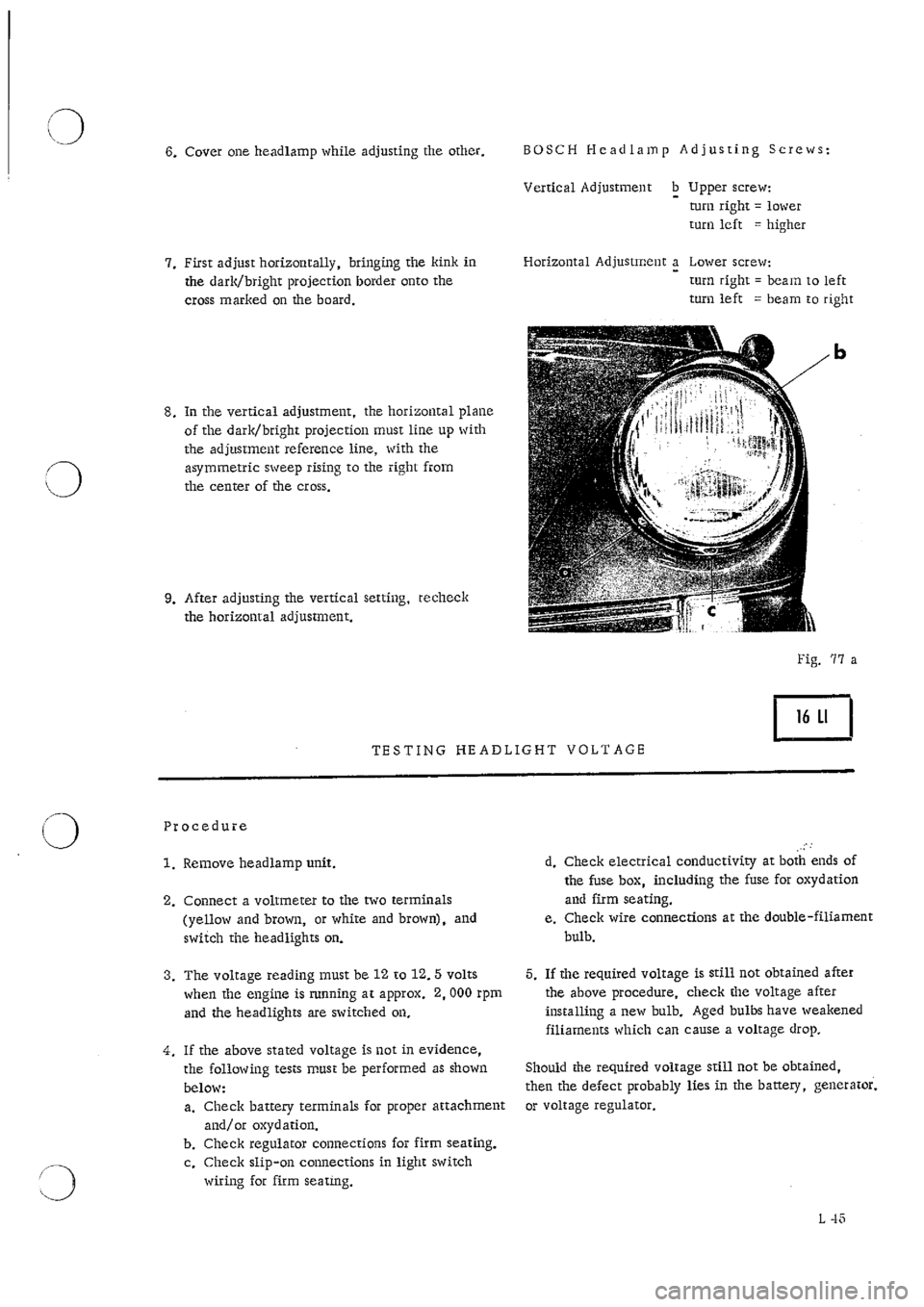 PORSCHE 911 1966 1.G Electrical Service Manual 