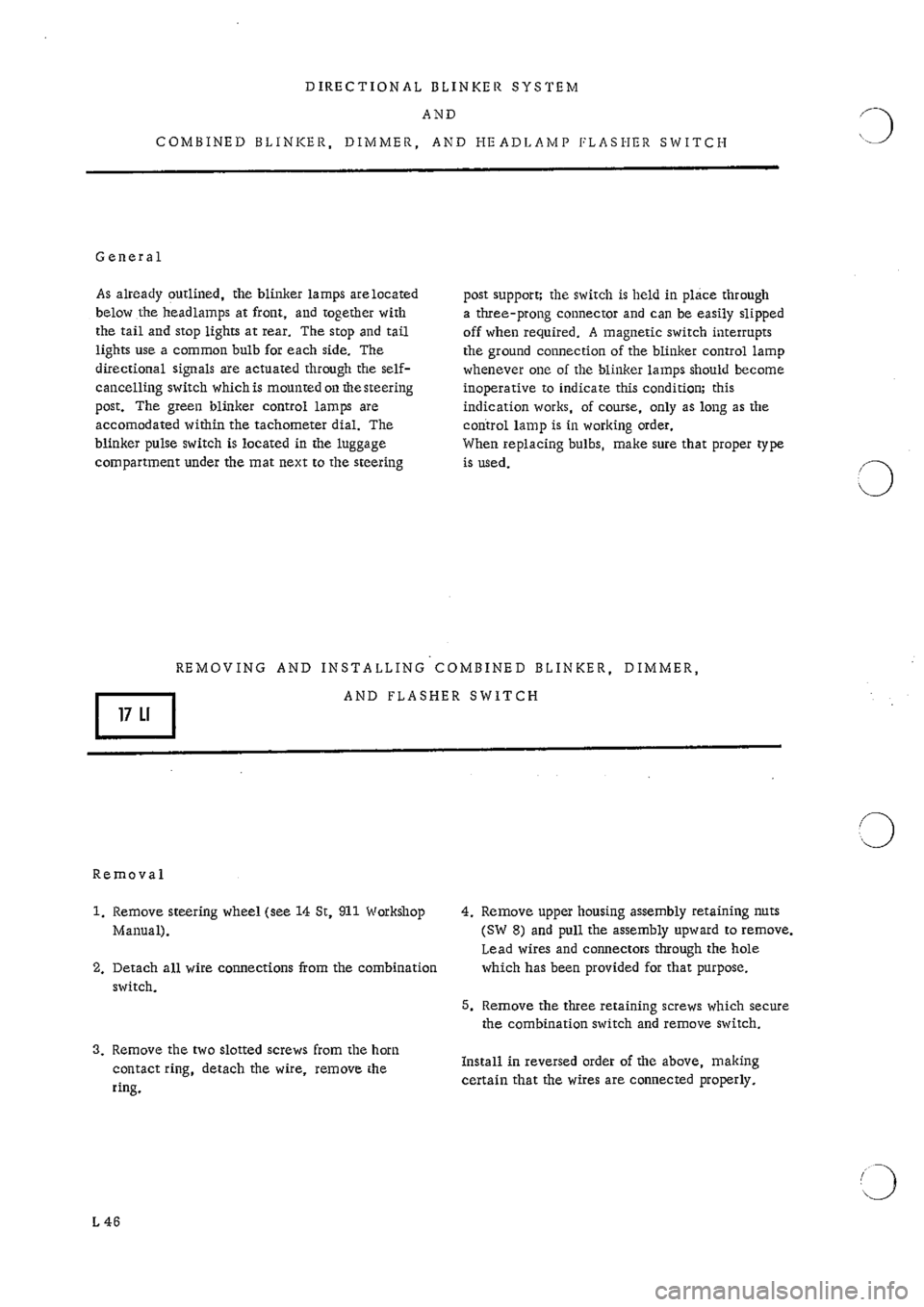 PORSCHE 911 1966 1.G Electrical Service Manual 