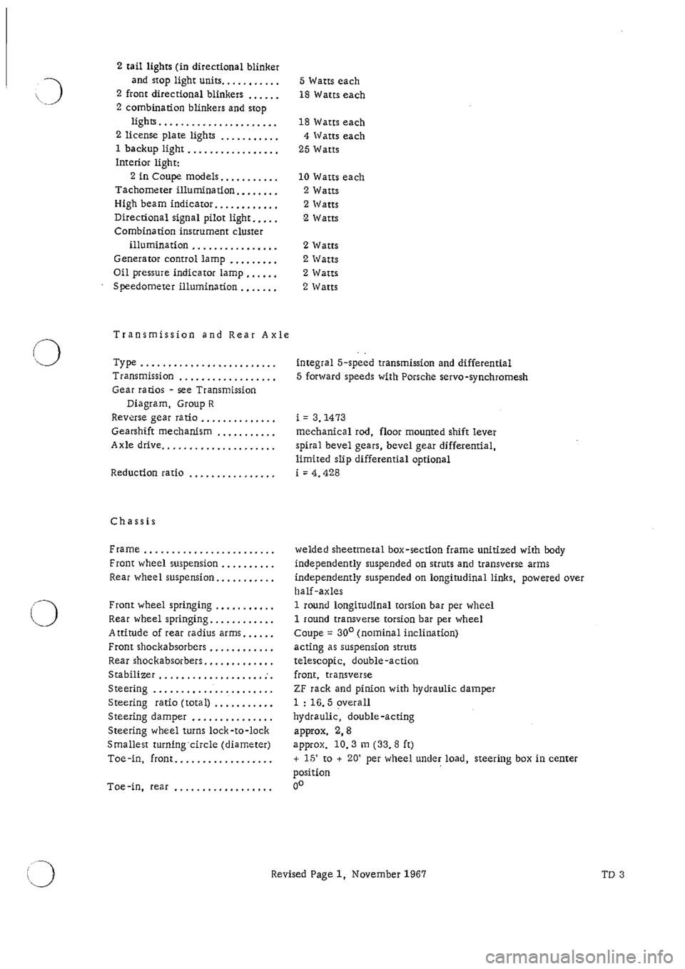 PORSCHE 911 1967 1.G Technical Data Workshop Manual 