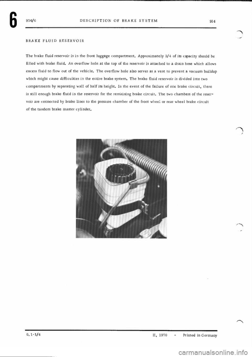 PORSCHE 914 1974 1.G Brakes Workshop Manual 