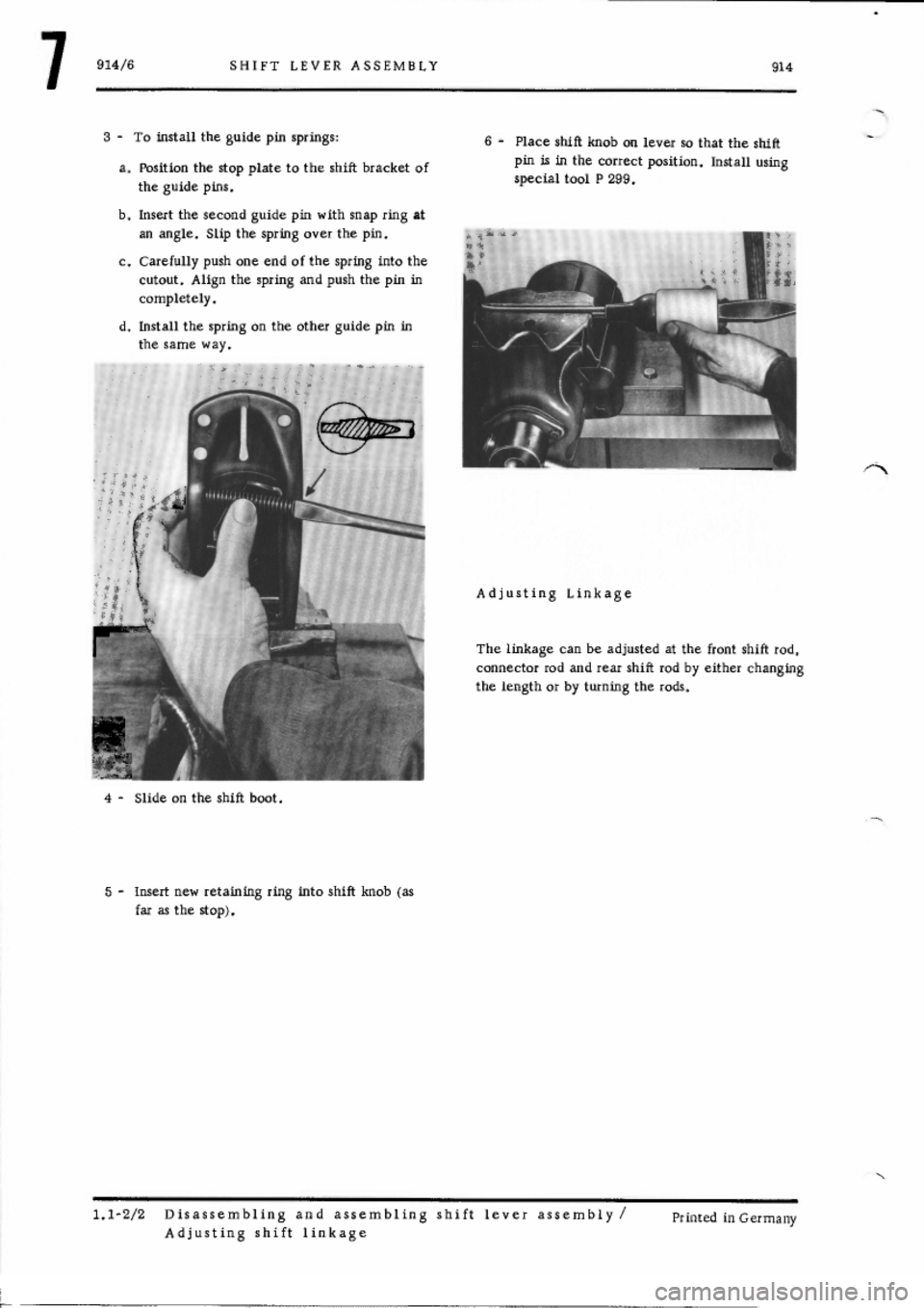 PORSCHE 914 1974 1.G Controls Workshop Manual 