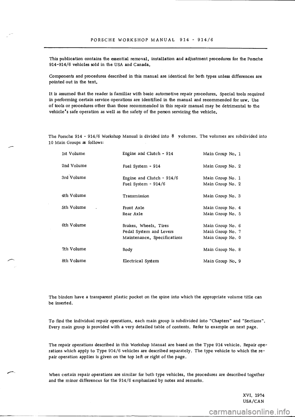 PORSCHE 914 1975 1.G Engine 1 Workshop Manual 