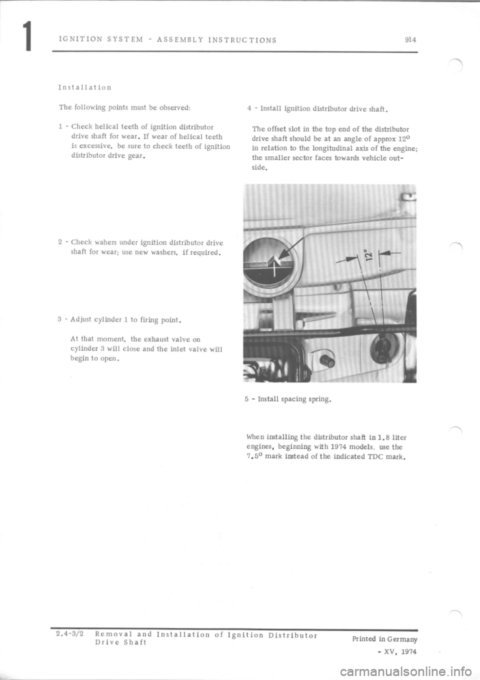 PORSCHE 914 1975 1.G Engine 2 Workshop Manual 