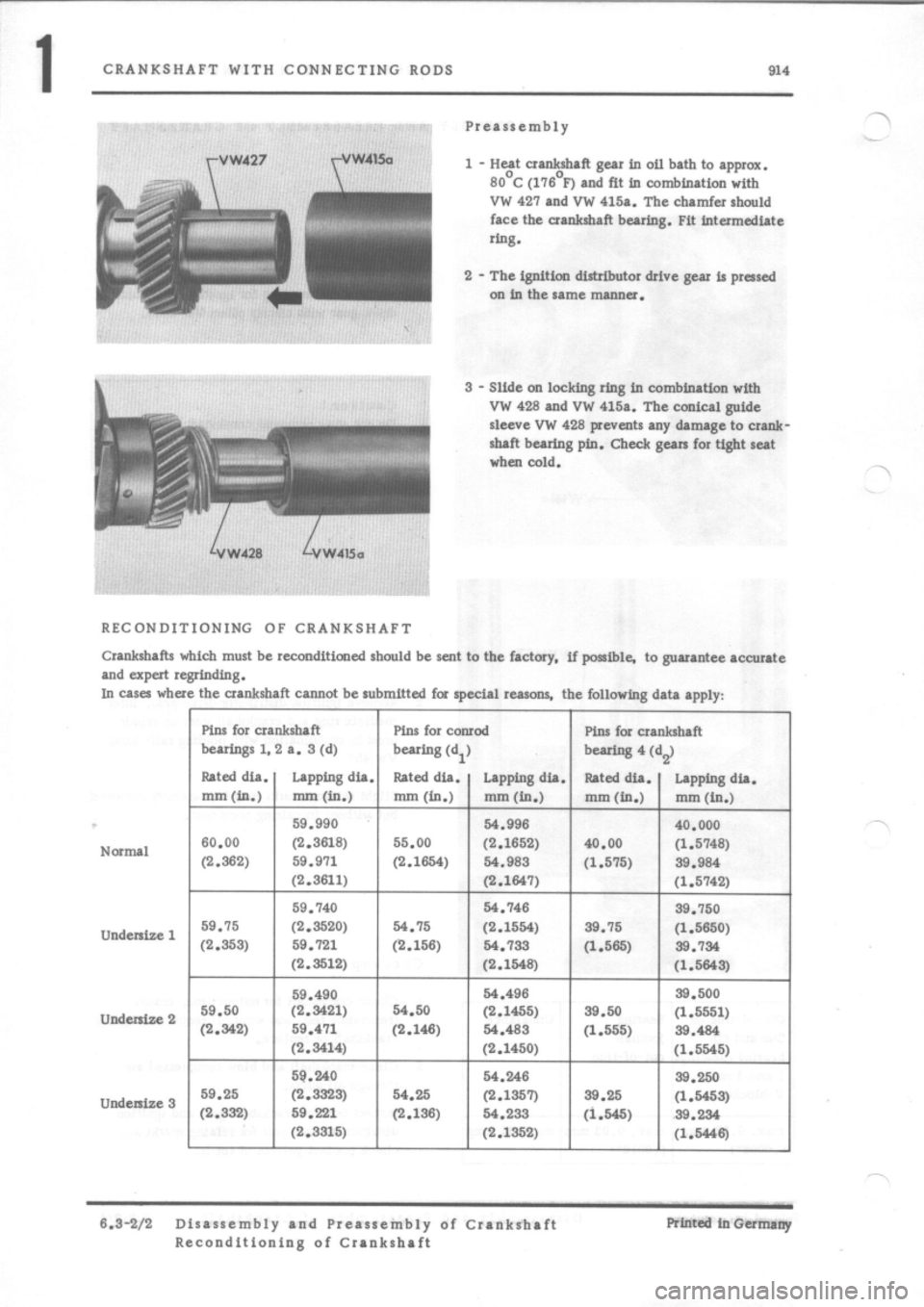 PORSCHE 914 1975 1.G Engine 3 Workshop Manual 