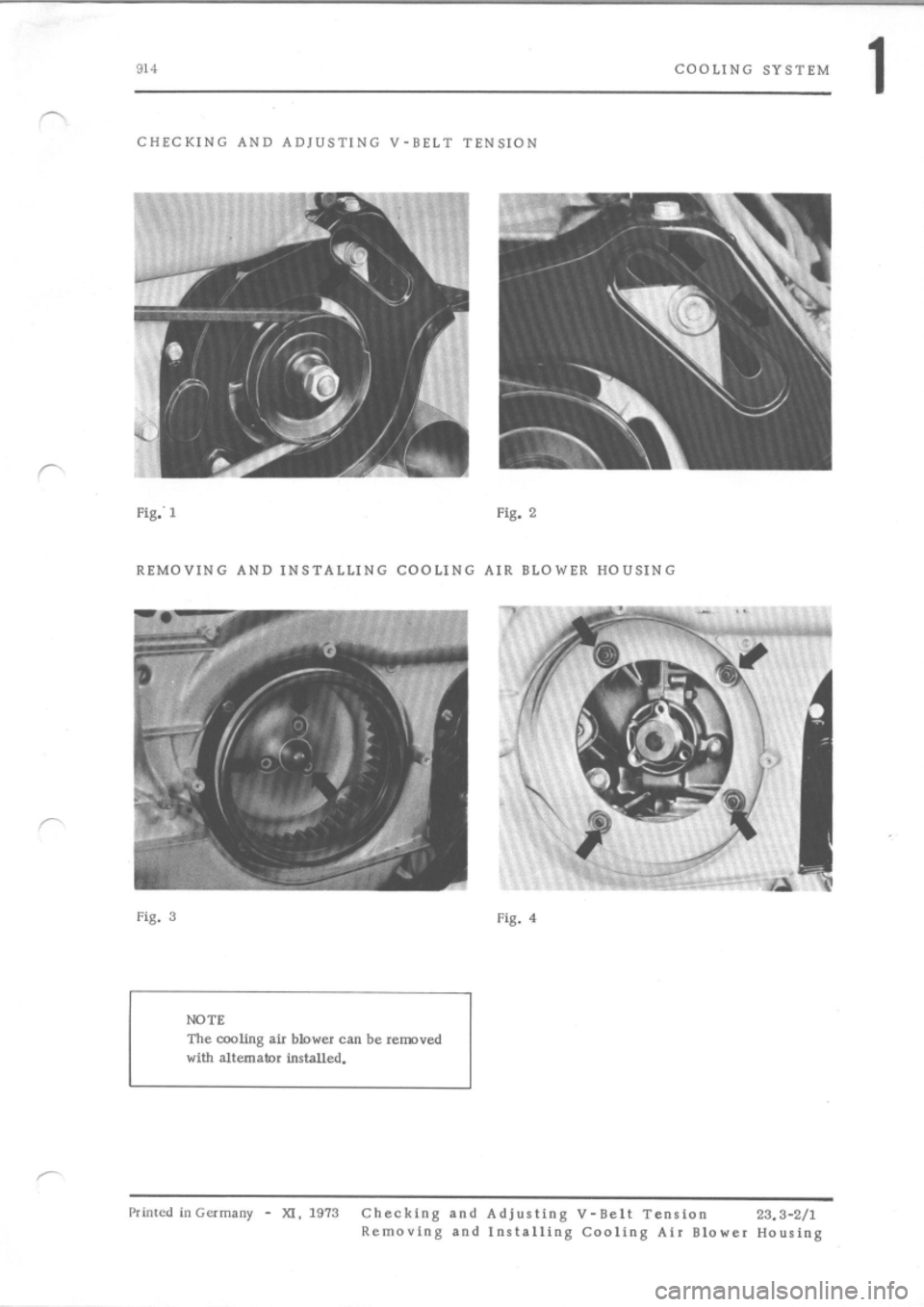 PORSCHE 914 1974 1.G Engine 4 Workshop Manual 