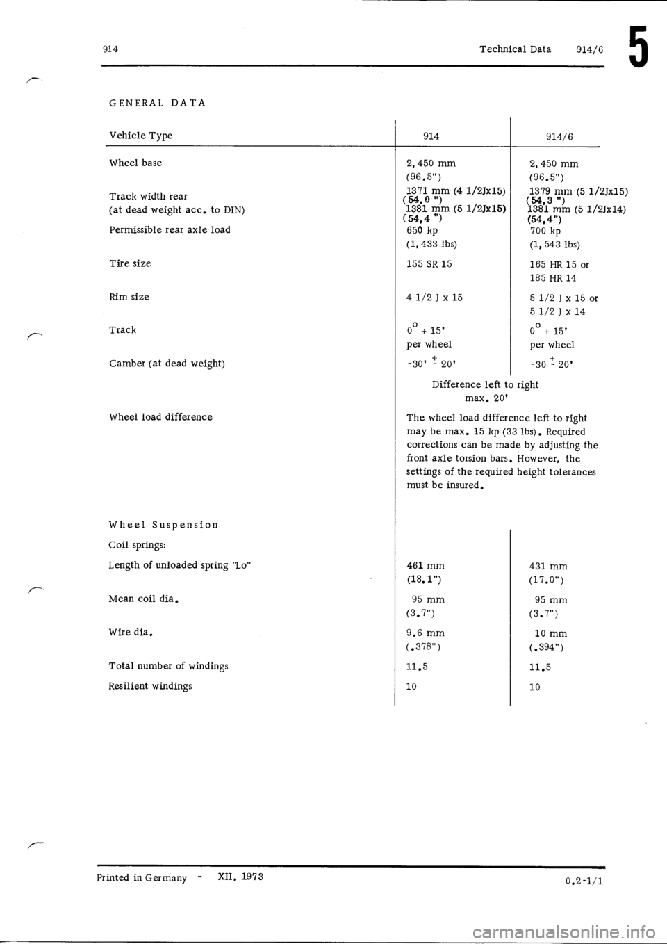 PORSCHE 914 1972 1.G Rear Axle Workshop Manual 