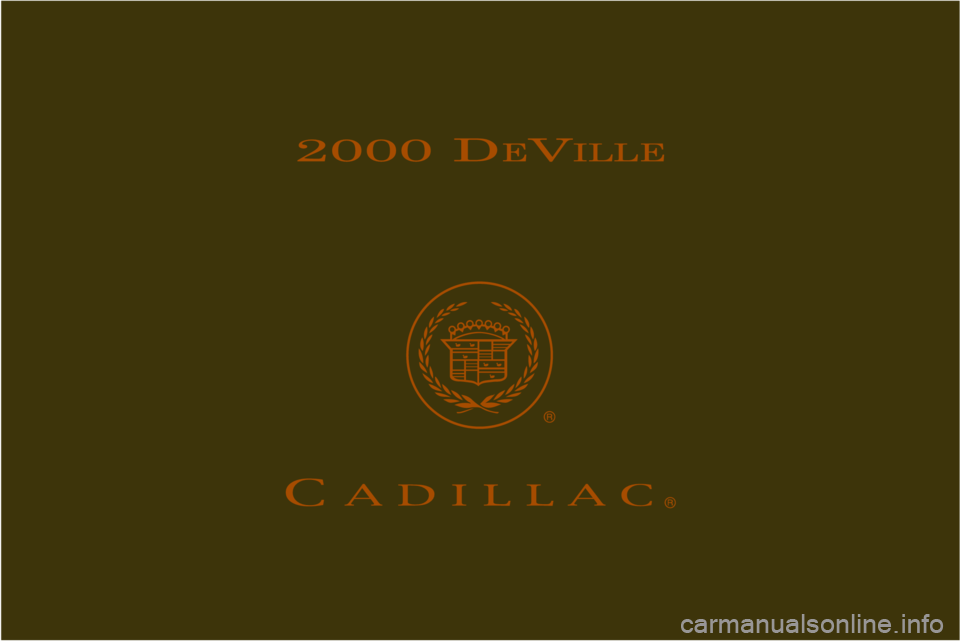 CADILLAC DEVILLE 2000 8.G Owners Manual 