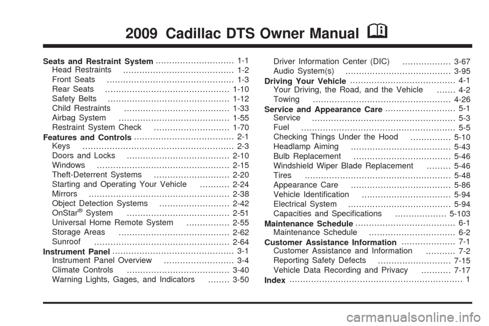 CADILLAC DTS 2009 1.G Owners Manual 