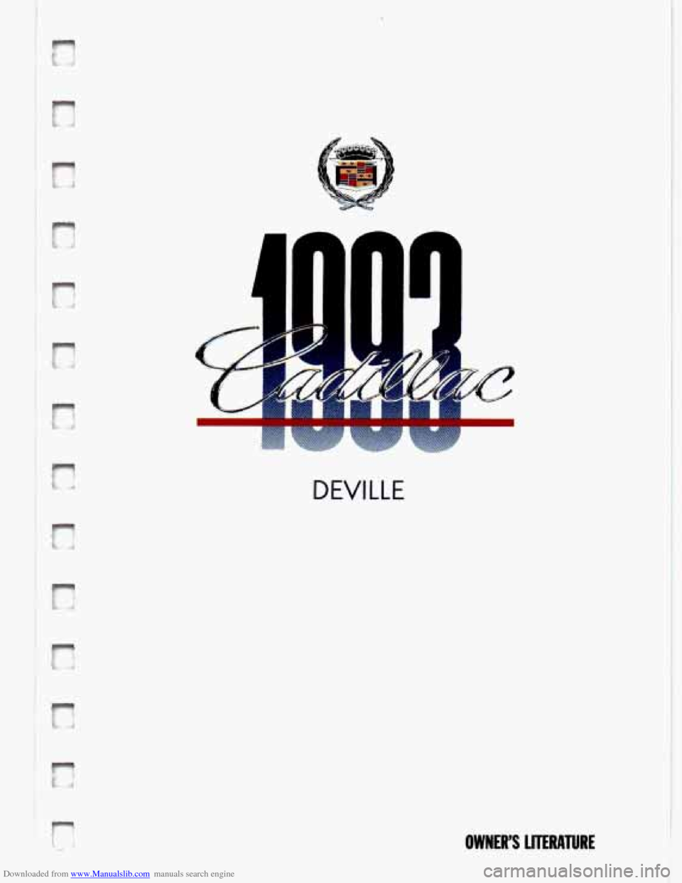 CADILLAC DEVILLE 1993 7.G Owners Manual 