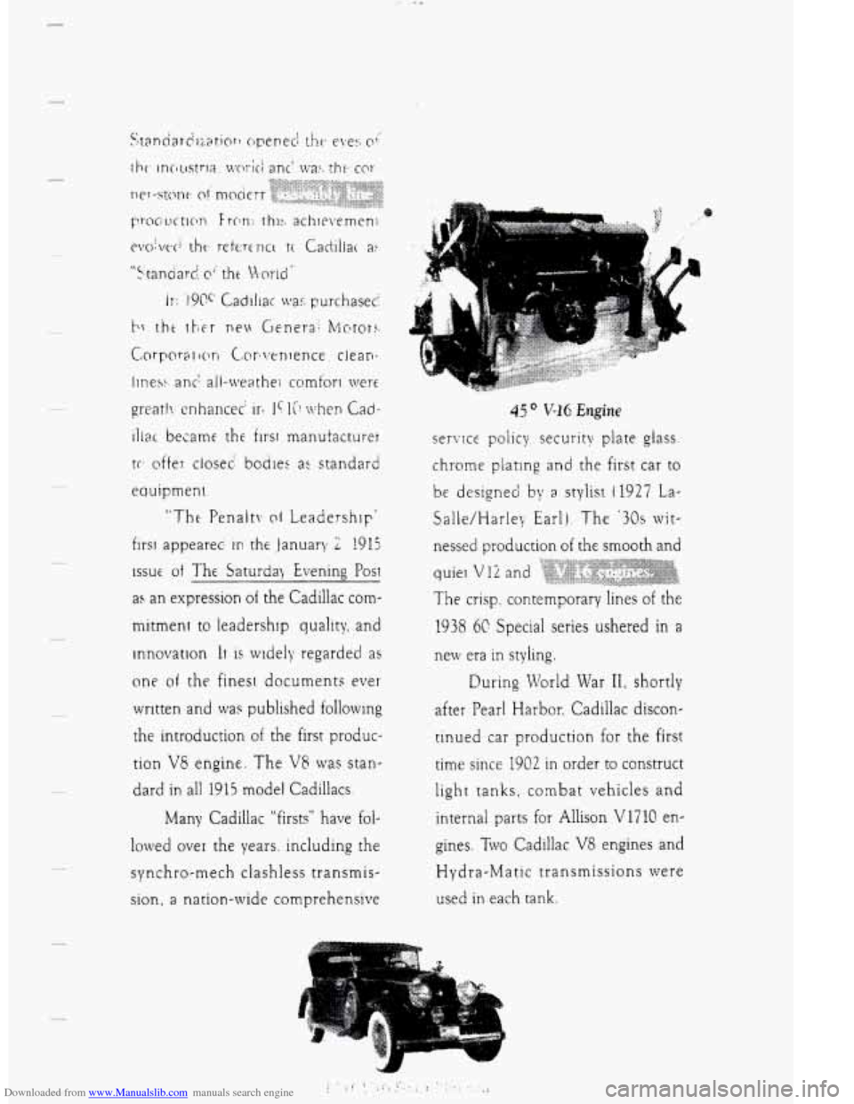 CADILLAC DEVILLE 1995 7.G Owners Manual Downloaded from www.Manualslib.com manuals search engine tc. offer dose2 bocilec a: standard 
equipment. 
"The Penaiti. ol Leadershly 
first  appearec; 
in thr January 2, 1915 
1ssuc of The Saturday 