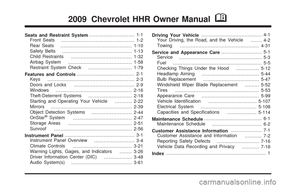 CHEVROLET HHR 2009 1.G Owners Manual 