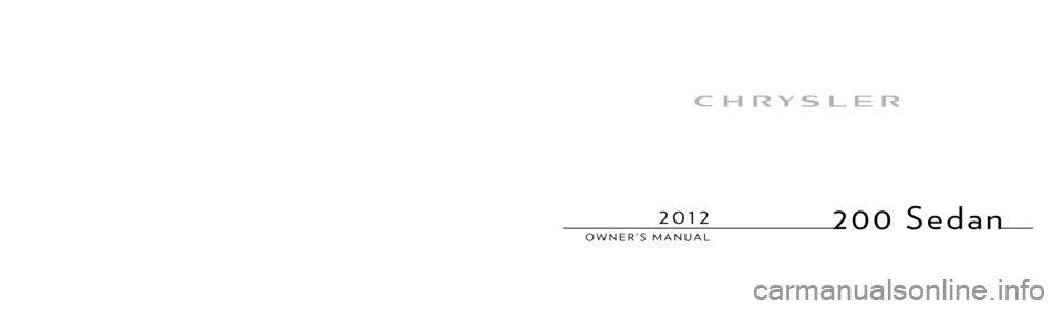 CHRYSLER 200 2012 1.G Owners Manual 