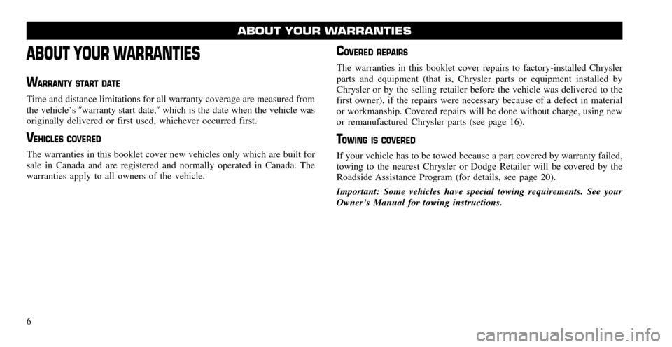 CHRYSLER TOWN AND COUNTRY 2011 5.G Warranty Booklet 