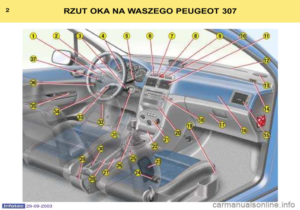 Peugeot 307 Break 2003.5  Instrukcja Obsługi (in Polish) RZUT OKA NA WASZEGO PEUGEOT 307
  