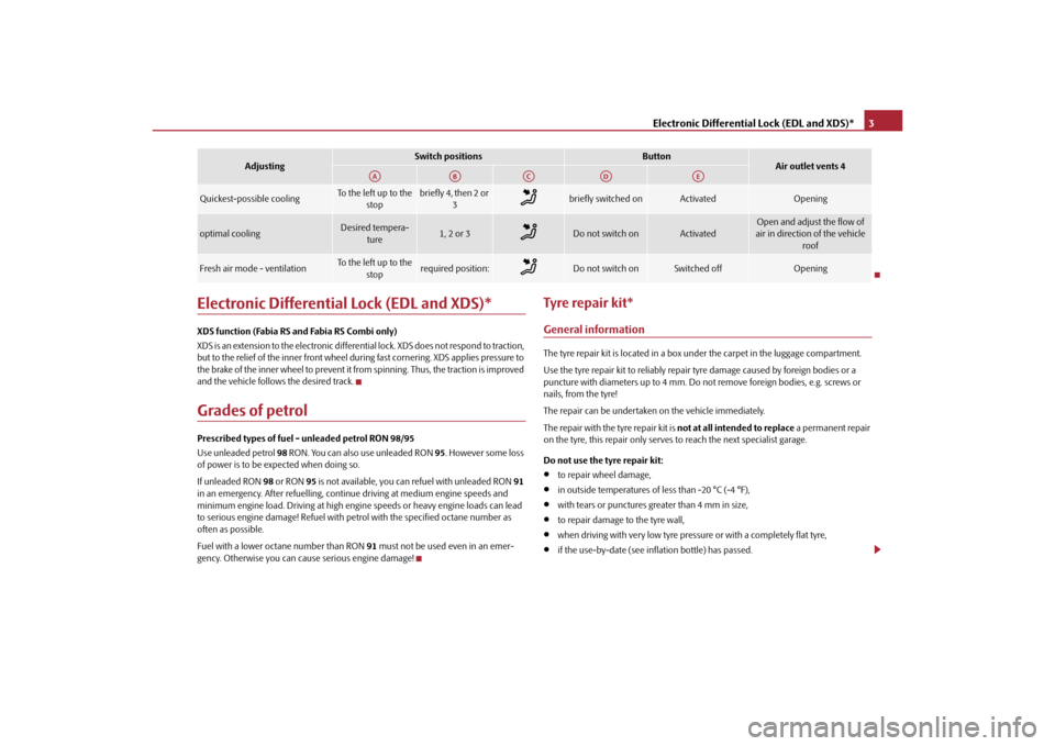 SKODA FABIA 2010 2.G / 5J Technical Change Electronic Differential Lock (EDL and XDS)*3
Electronic Differential Lock (EDL and XDS)*XDS function (Fabia RS and Fabia RS Combi only)
XDS is an extension to the electronic differential lock. XDS doe
