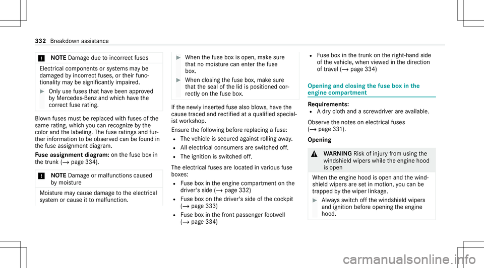 MERCEDES-BENZ C-CLASS SEDAN 2021  Owners Manual *
NO
TEDama gedue toinc orrect fus es Electr
icalcom pone ntsorsystems maybe
damag edbyinc orrect fus es, ortheir func ‐
tion ality maybe signif icantlyim pair ed. #
Onlyuse fuses that have been app